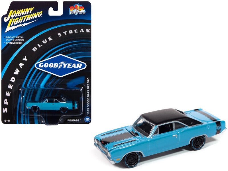1969 Dodge Dart GTS 340 Goodyear 1:64 Scale Diecast Model Car by Johnny Lightning Limited Edition JLPC016-JLSP414