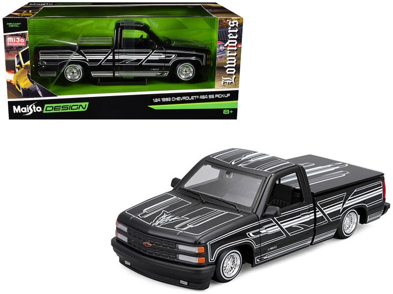 1993 Chevrolet 454 SS Black Lowrider Pickup Truck 1/24 Scale Die cast Model by Maisto 32550