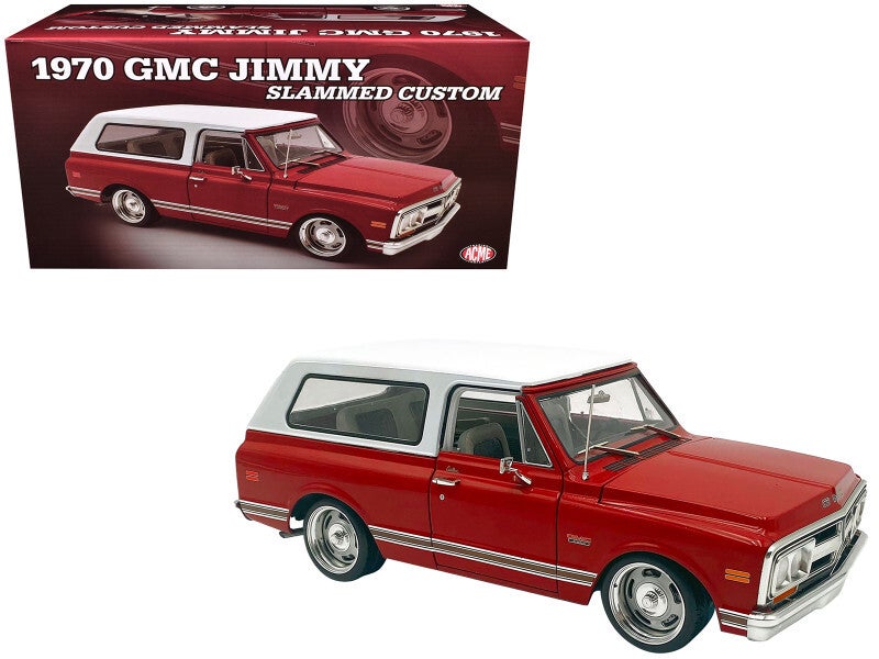 1970 GMC Jimmy Slammed Custom Red Die cast Model Car 1:18 Scale by ACME Limited Edition A1807715