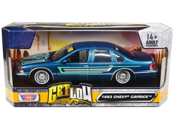 1993 Chevrolet Caprice Lowrider Blue Get Low 1/24 Diecast Model By Motormax 79022