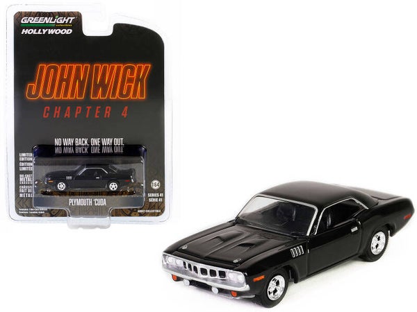 Plymouth Barracuda Black John Wick 4 1/64 Scale Diecast Model 62020F