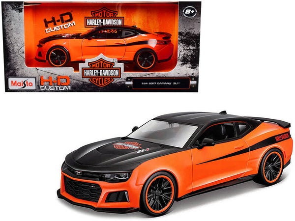2017 Chevrolet Camaro ZL1 Orange & Black Harley Davidson 1:24 Scale Die cast Model by Maisto 32271