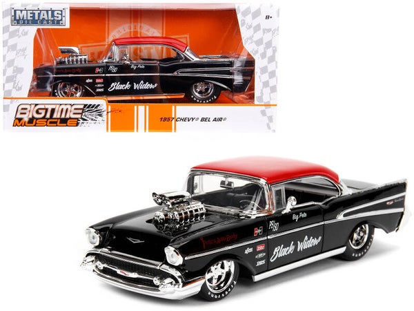 1957 Chevrolet Bel Air Black Widow 1:24 Scale Die cast Model Car by Jada - 30533