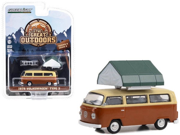 1978 Volkswagen Type 2 Van W/Camp'otel Cartop Tent 1/64 Scale Diecast 38050B
