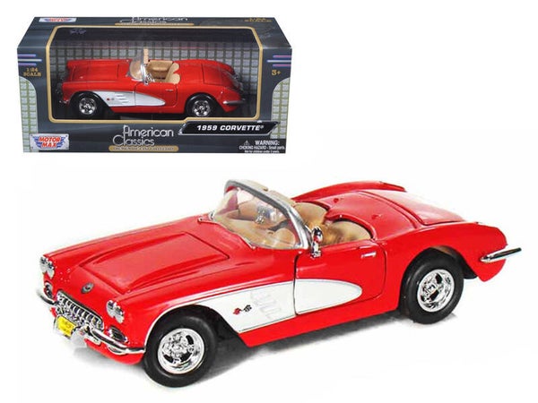 1959 Chevrolet Convertible Red 1/24 Diecast Model Car By Motormax 73216
