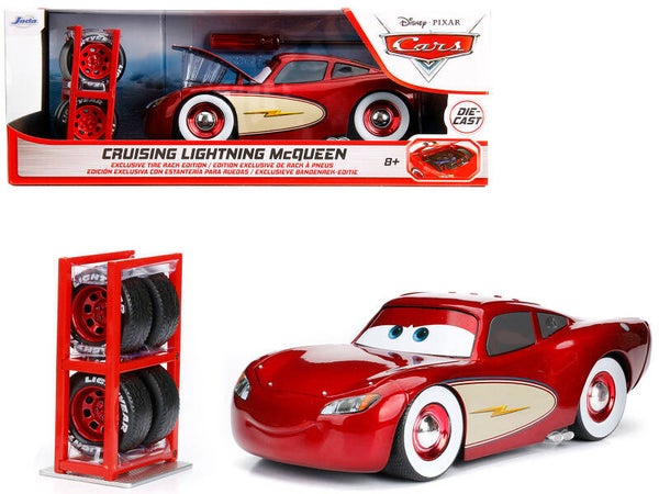 Cruising Lightning McQueen W/Extra Wheels 1/24 Scale Diecast Model 98033