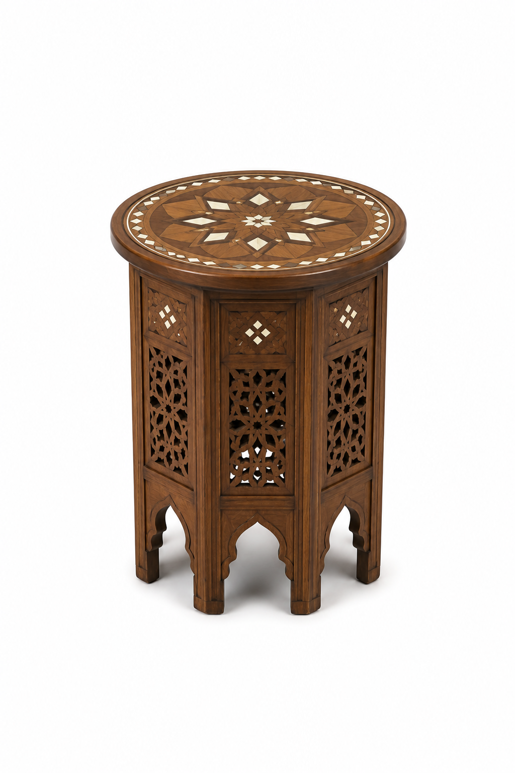Tavolino royal kasbah Artigianale in Legno Massello Intagliato