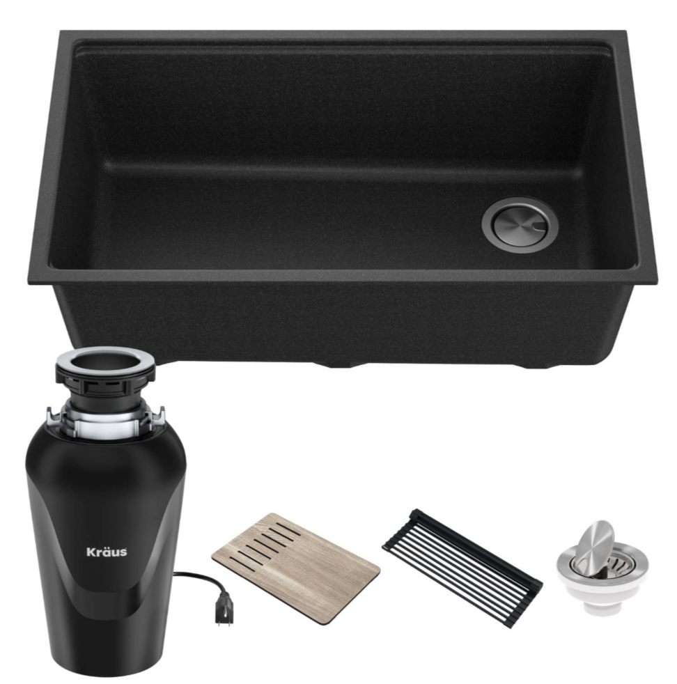 Kraus Undermount sink w/ disposal and accessories
