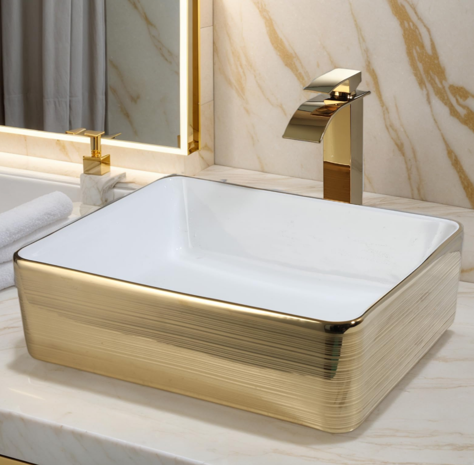Gold ceramic sink combo