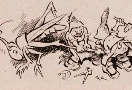 Oude Puk en Muk tekening.van Carl Storch