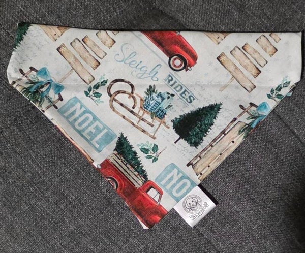 Sleigh rides and pickup trucks over the collar bandana