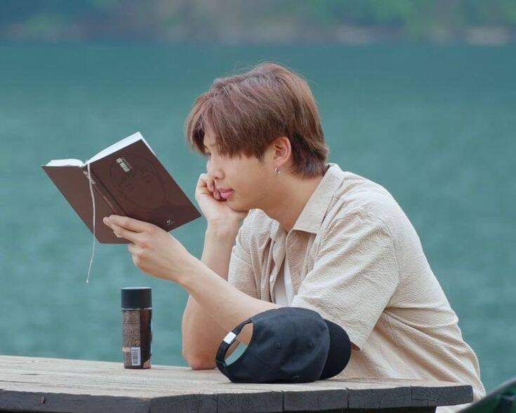 RM de BTS leyendo "Almendra" en In the Soop