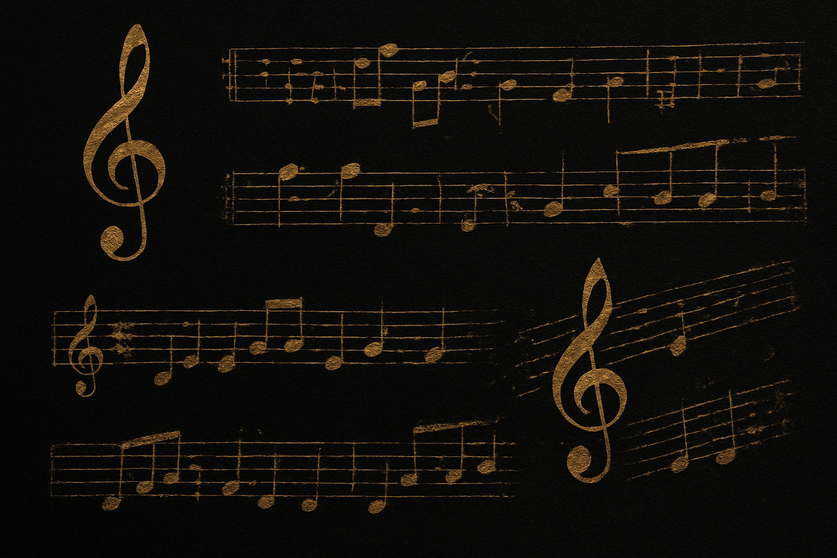 Imagen de notas musicales creada con IA