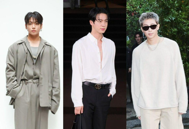 Jk, Jin, Rm de BTS en la semana de moda