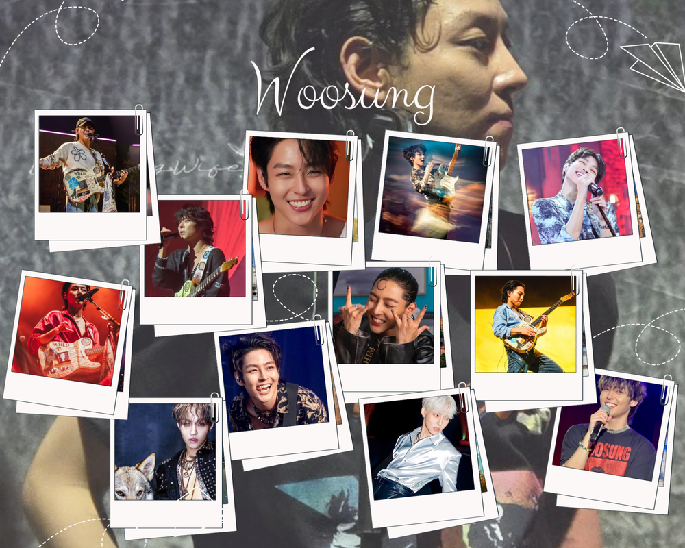Collage de Woosung, vocalista de la Banda The Rose