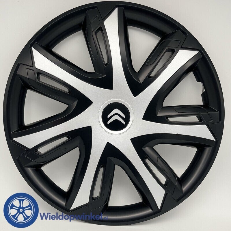 CIT8012L14 - Zwarte Wieldoppen 14 inch Citroen wieldoppen zwart Citroen 14 inch (Merklogo set)