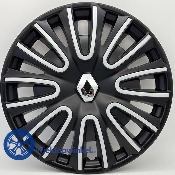 8201536033 – Zwarte wieldoppen 15 inch Renault wieldop 15 inch - Quartz 15 inch wieldop zwart/zilver (origineel set)