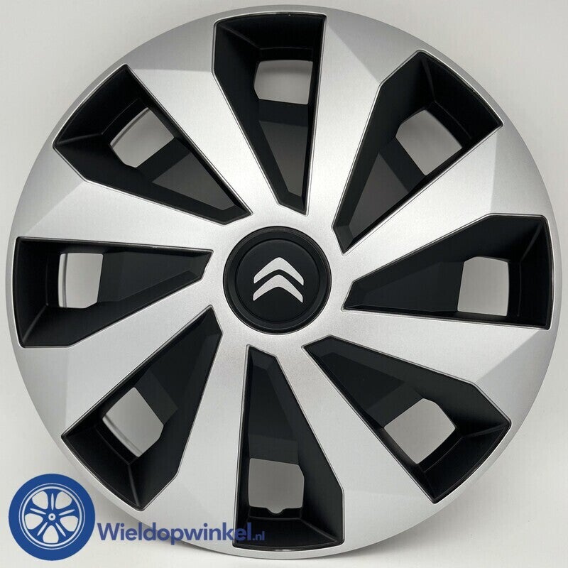 CIT5545L15  - Bolle Zwarte Wieldoppen 15 inch Citroen wieldoppen Zwart (Merklogo set)