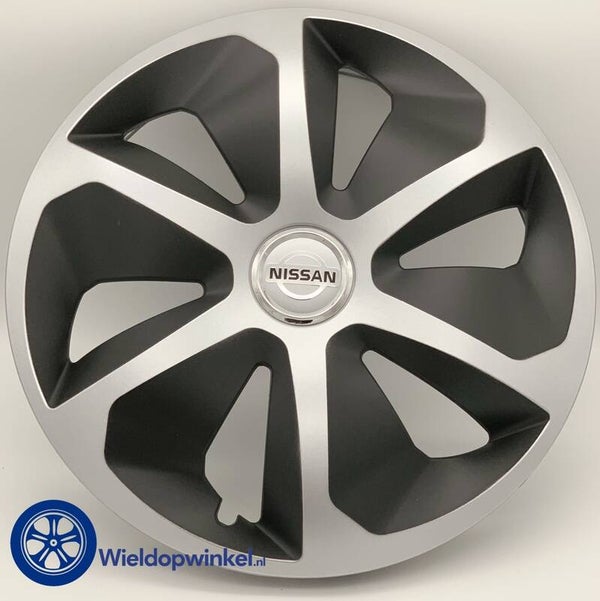 NIS49614G - Zwarte Wieldoppen 14 inch Nissan wieldoppen zwart Nissan 14 inch (Merklogo set)