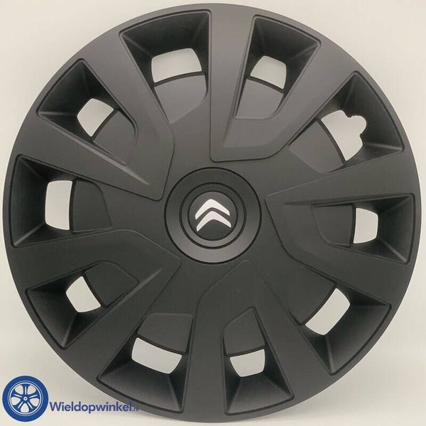 CIT5356L16ZW - Bolle Zwarte Wieldoppen 16 inch Citroen Jumper  wieldoppen Zwart (Merklogo set)