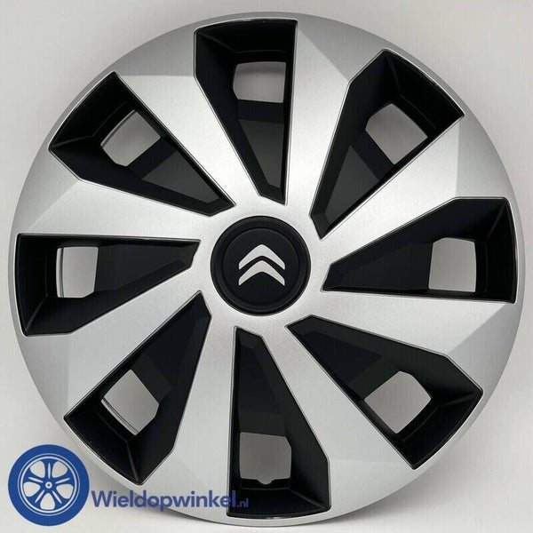 CIT5545L16 - Bolle Zwarte Wieldoppen 16 inch Citroen Jumper  wieldoppen Zwart (Merklogo set)