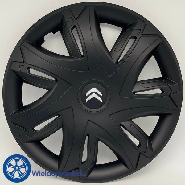 CIT8012L15MZ - Zwarte Wieldoppen 15 inch Citroen wieldoppen zwart Citroen 15 inch (Merklogo set)