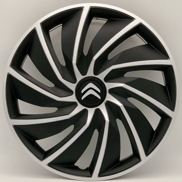 CIT537416 - Zwarte Wieldoppen 16 inch Citroen wieldoppen zwart Citroen 16 inch (Merklogo set)