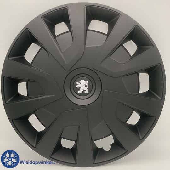 PEU5356L16ZW - Zwarte Wieldoppen 16 inch Peugeot BOXER wieldoppen zwart Peugeot Boxer (Merklogo set)