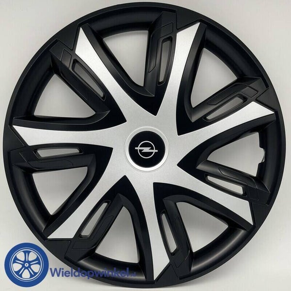 OPL8012L16 - Zwarte Wieldoppen 16 inch Opel wieldoppen zwart Opel 16 inch (Merklogo set)