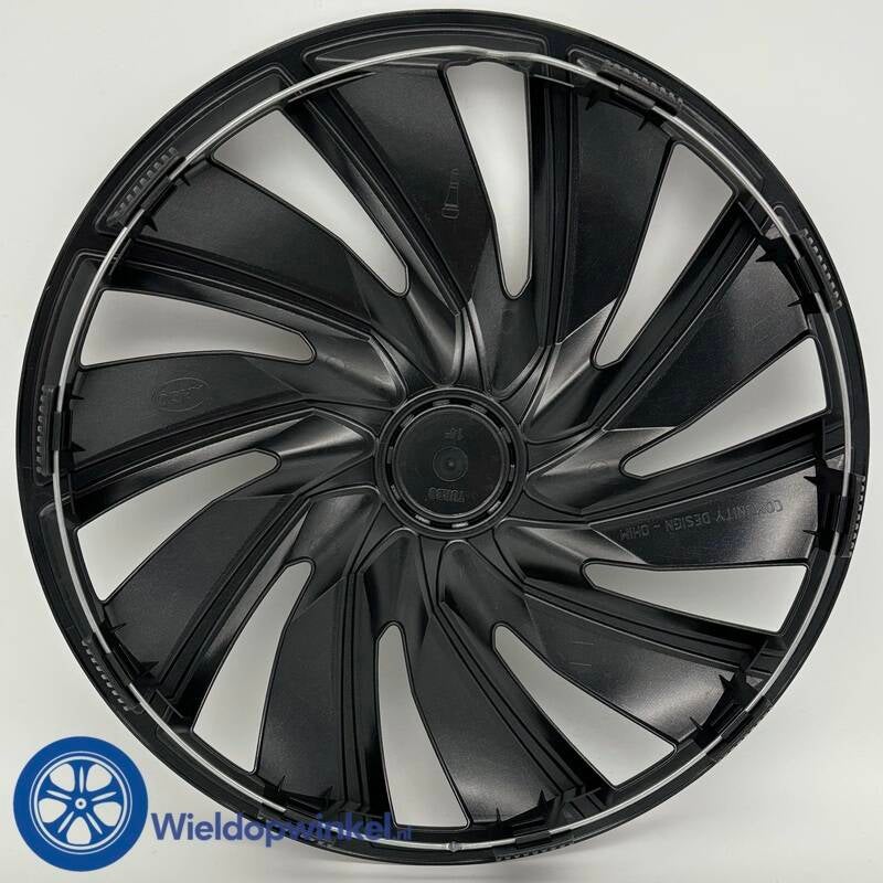 PETEX 17 inch wieldoppen/wieldoppen, 4 stuks, auto, motorvoertuig, typhoon, ABS-kunststof in zwart/zilver