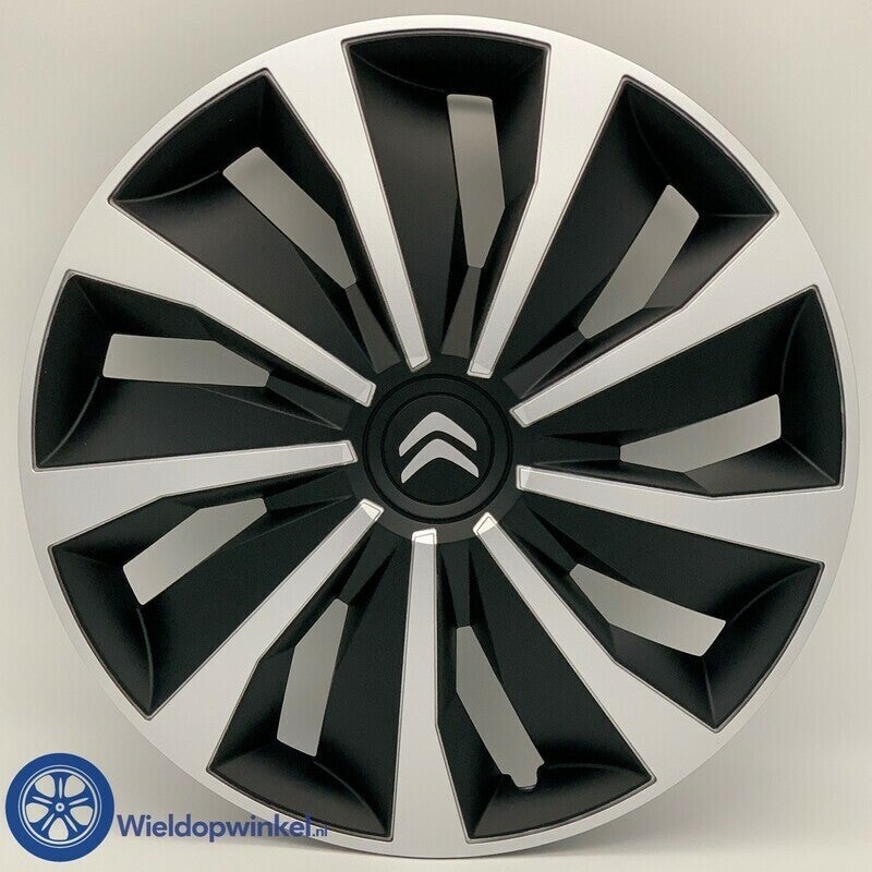 CIT575L13 - Zwarte Wieldoppen 13 inch Citroen wieldoppen zwart Citroen 13 inch (Merklogo set)