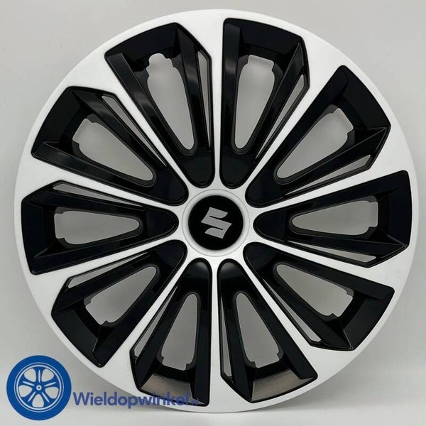SUZ5284114  ZW - Wit/Zwarte Wieldoppen 14 inch Suzuki wieldoppen Zwart/Wit (set)