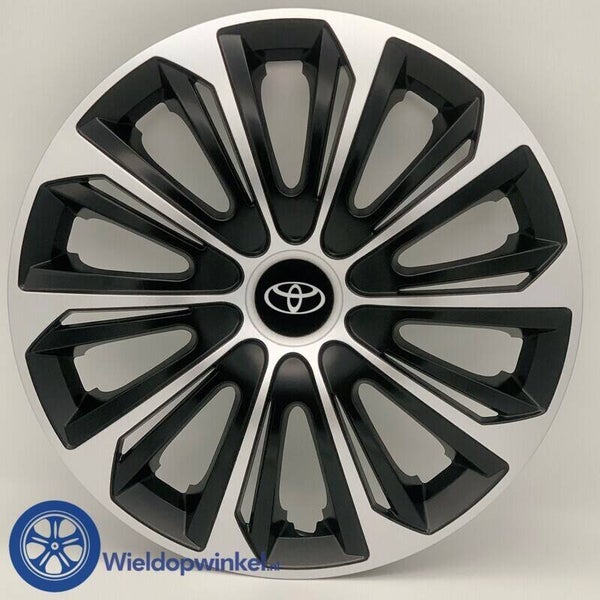 TOY497L15  15 inch Zwarte wieldoppen Toyota Wieldoppen 15 inch Toyota wieldoppen