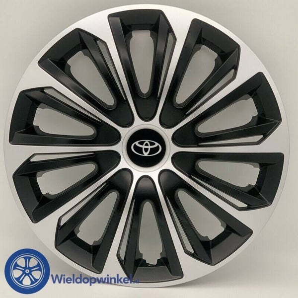 TOY497L16 Zwarte Toyota Wieldoppen 16 inch Toyota wieldoppen zwart