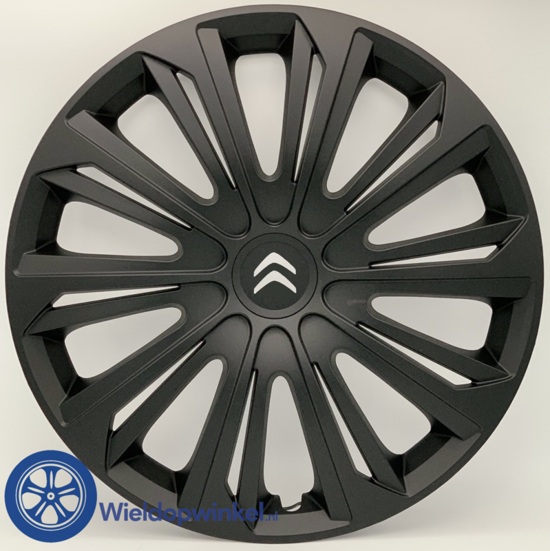 CIT497L14ZW - Zwarte Wieldoppen 14 inch Citroen wieldoppen zwart Citroen 14 inch (Merklogo set)