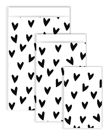Cadeauzakje Hartjes voor jou | wit/zwart | 7 x 13 cm