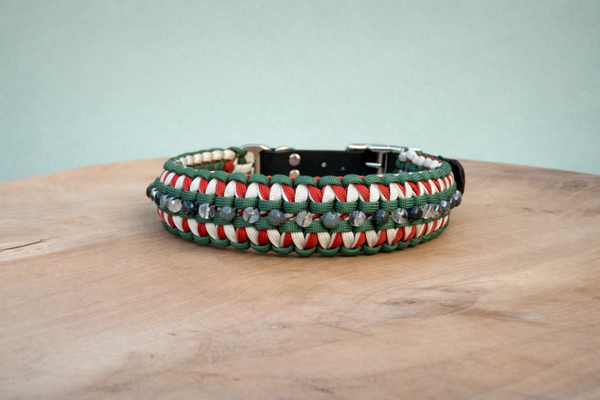 Halsband met edelstenen - Mosagaat en Bergkristal maat XL