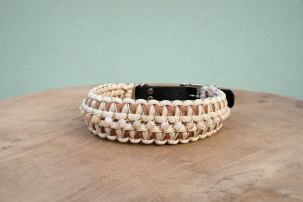 Halsband met edelstenen - Bloemagaat maat M