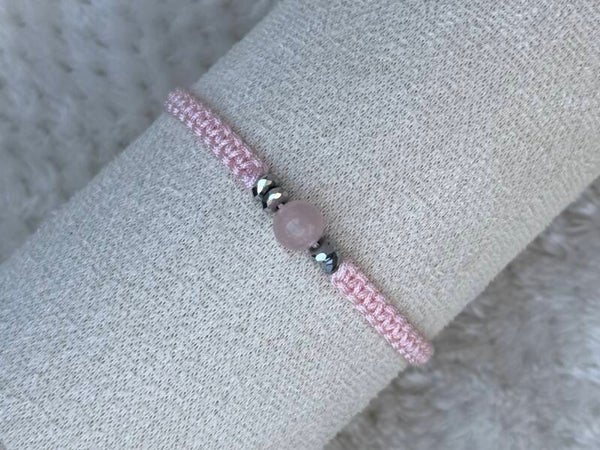 Handgemaakt verstelbaar armbandje van Rozenkwarts