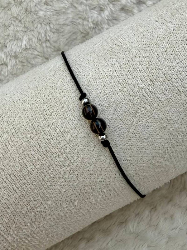 Handgemaakt verstelbaar armbandje met Rookkwarts