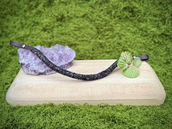 Frontriem met echte edelstenen - Rookkwarts