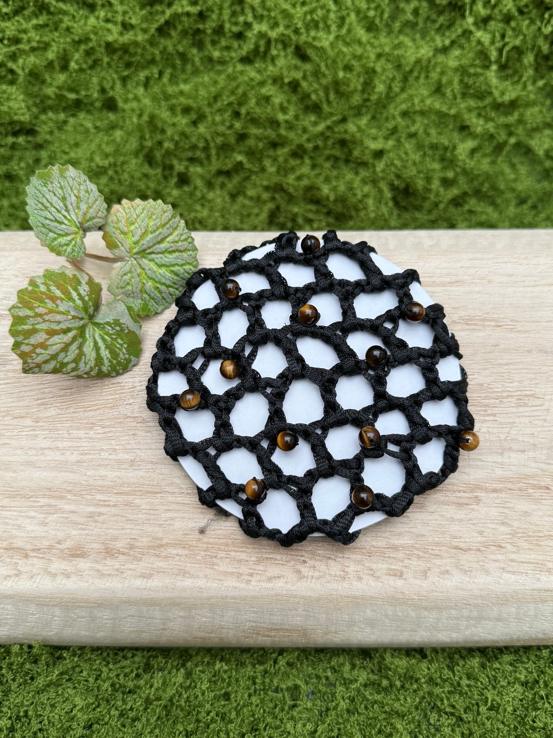 Haarnetje met edelstenen voor dressuur wedstrijd - Tijgeroog