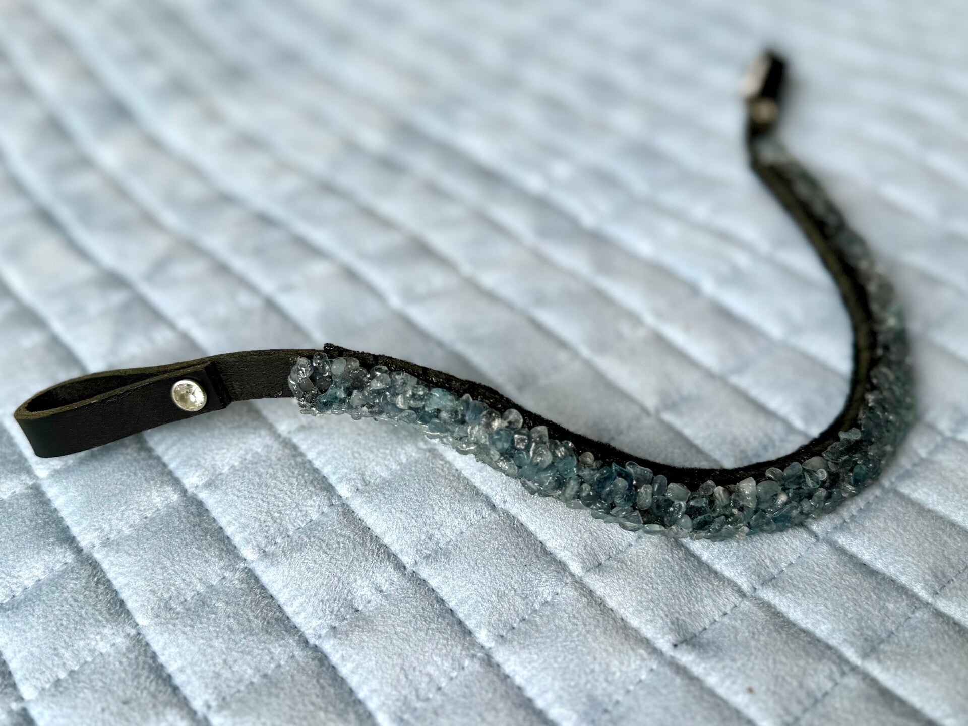 Frontriem met echte edelstenen - Aquamarijn