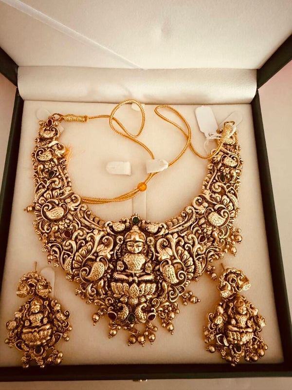 Traditional temple necklace with goddess Lakshmi