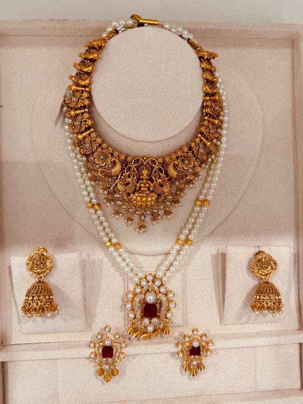 Pearl long necklace with choker necklace (combo)