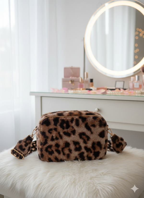 SAC BANDOULIÈRE FOURURE LEOPARD