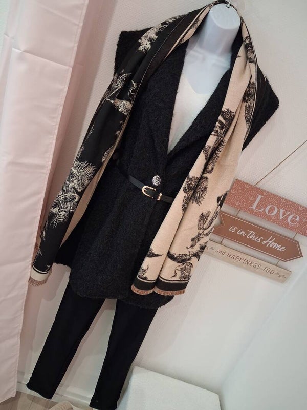 VESTE SANS MANCHE AVEC CEINTURE