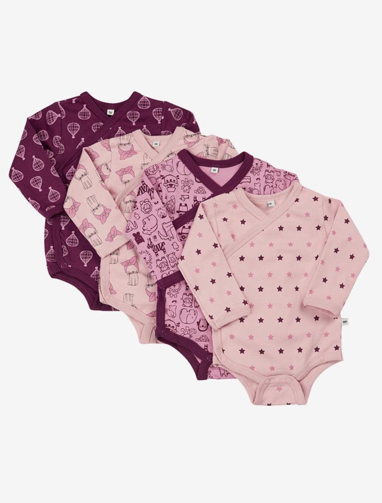 Omslagsbody (4 pakk) (Mørk rosa)