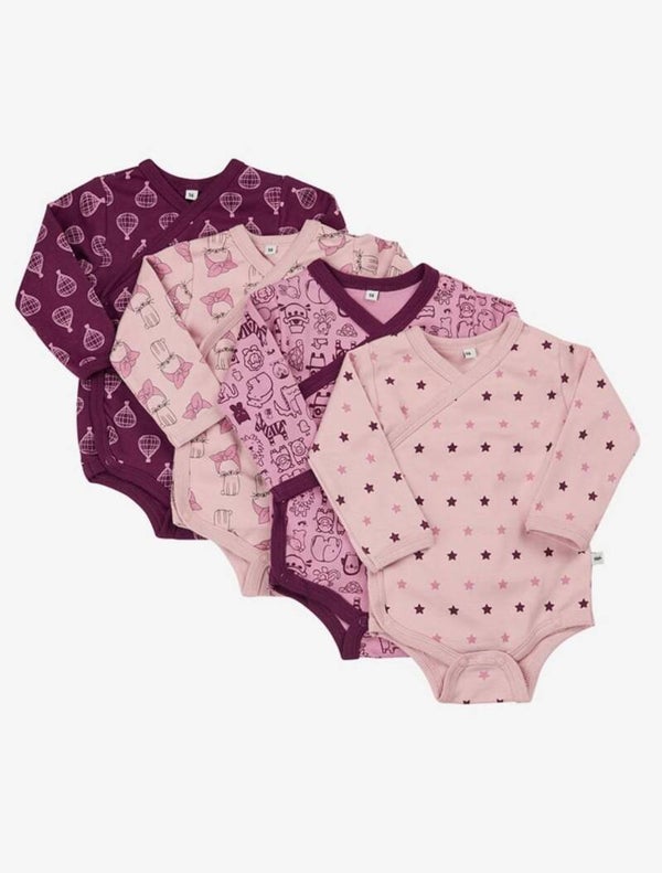 Omslagsbody (4 pakk) (Mørk rosa)