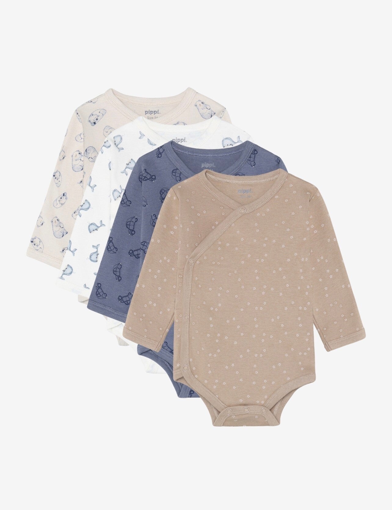 Omslagsbody fra Pippi (4 pakk) (Beige & Blå)